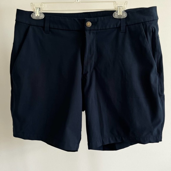lululemon athletica Navy Blue Men's Flat Front Shorts - Picture 1 of 5